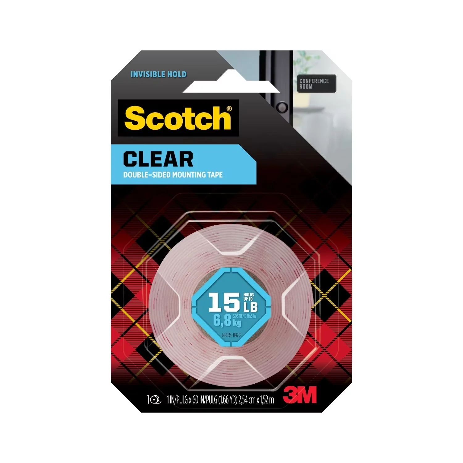 Quality Damage-Free Hanging with 1" x 60", Clear Double Sided Mounting Tape - Blue Multi Model EF6148
