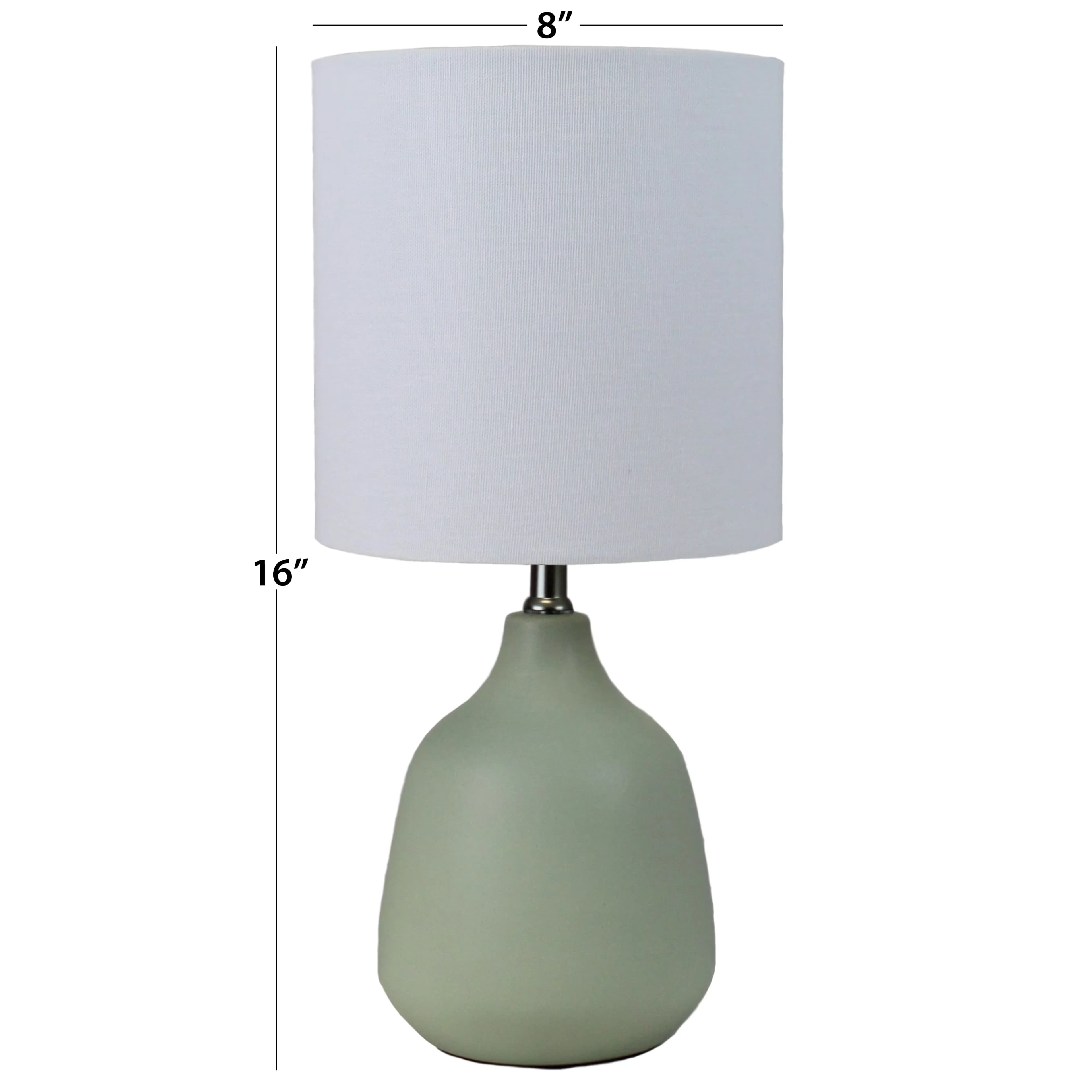 Durable Table Lamp with Incandescent, Bedside Lamps, White Shade - Ceramic Green Model E5504E