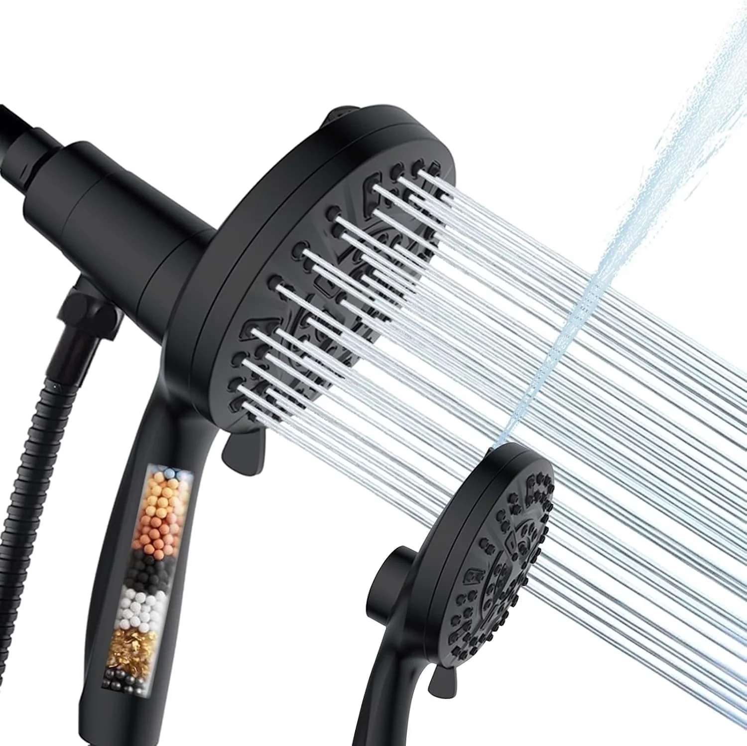 Shower Head Compact with Anti-Clog, Adjustable - Black Polypropylene, Brass Model C4BAA5