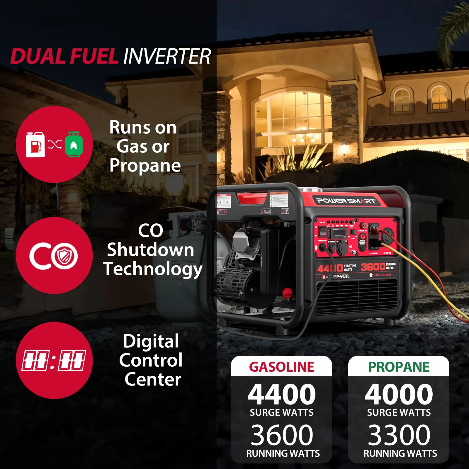Quality Generator with 4400W, Co Shut-Off - 4400 - Compact and Portable Model 535E3D