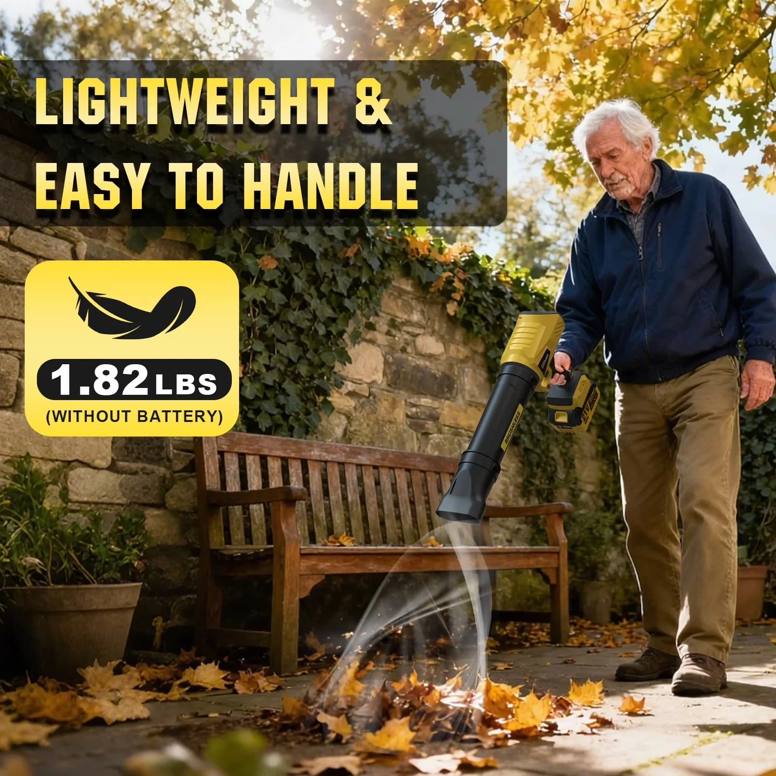 Quality Leaf Blower with Battery, 2 X 4.0Ah Batteries - 800CFM - Ergonomic Design Model ECCD2F