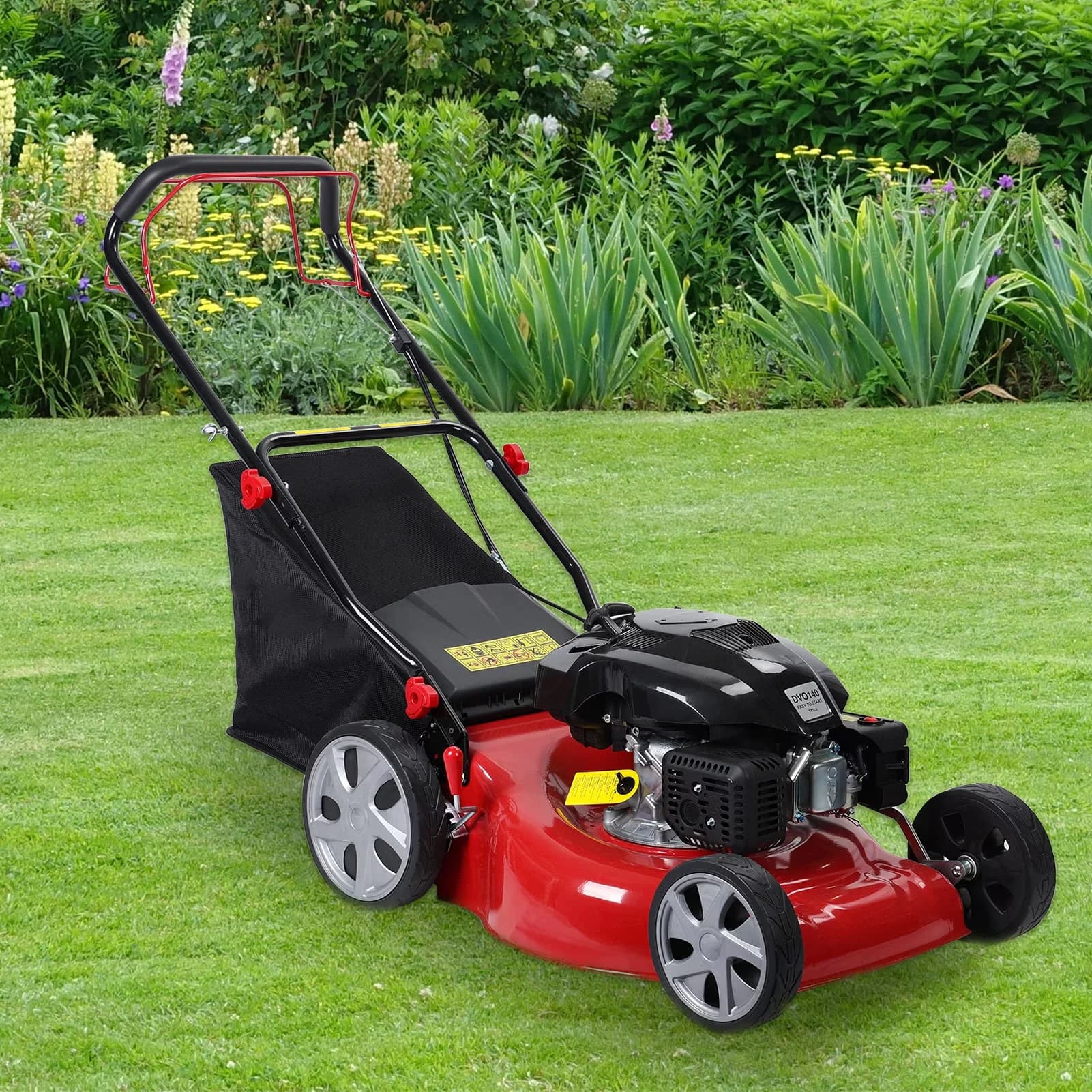 Push Mower Sleek with Foldable, 50L Grass Tank Big Wheels, 7-Position Height Adjustment - Model 76B29F