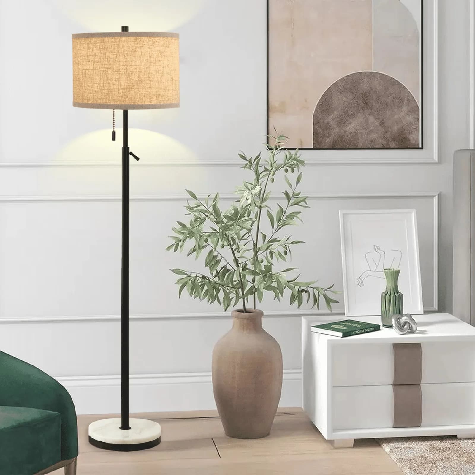Floor Lamp Efficient with LED, Adjustable Height, Light Source Type: LED - Black Fabric for Living Room, Bedroom Model 706799