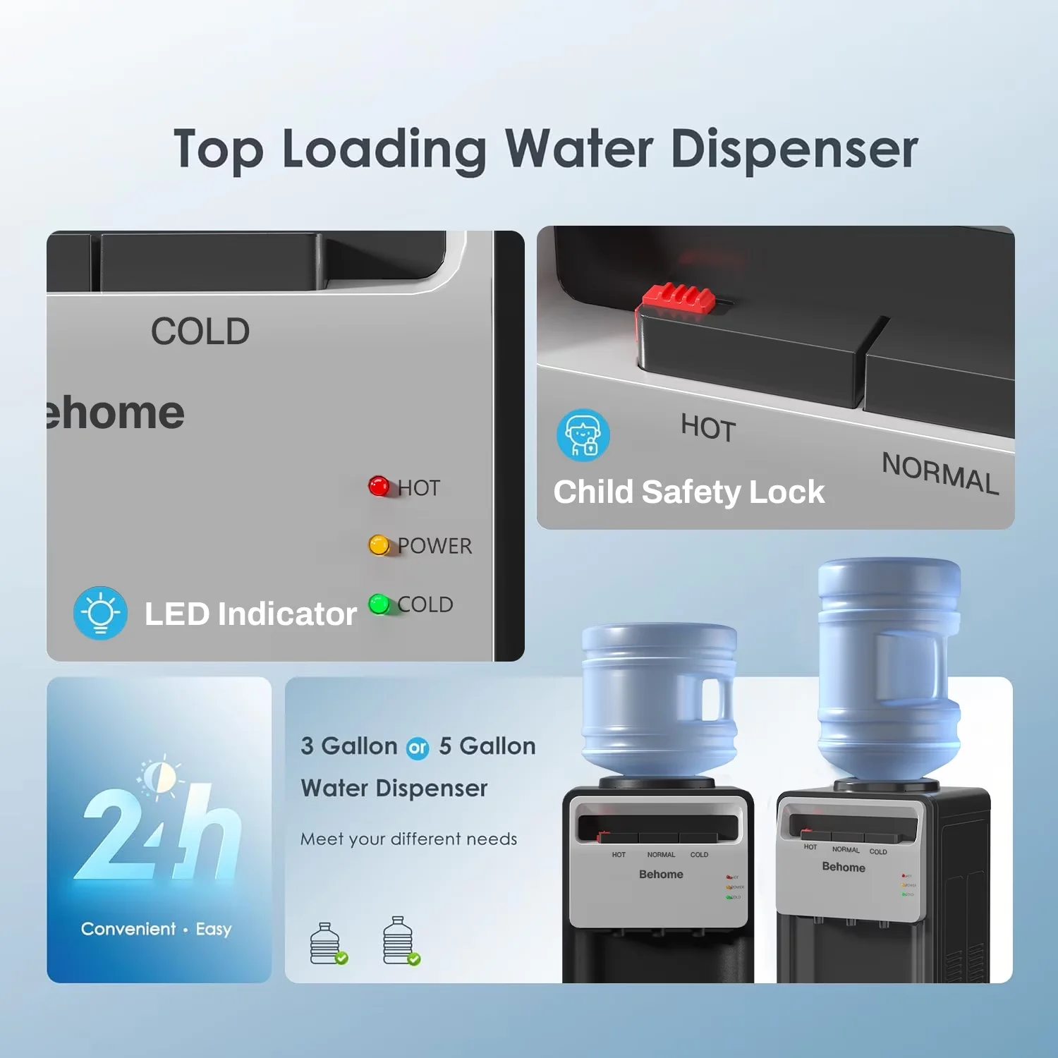 Quality Water Filtration with Child Safely Lock, Smart Control - Abs Black Model 989EC8