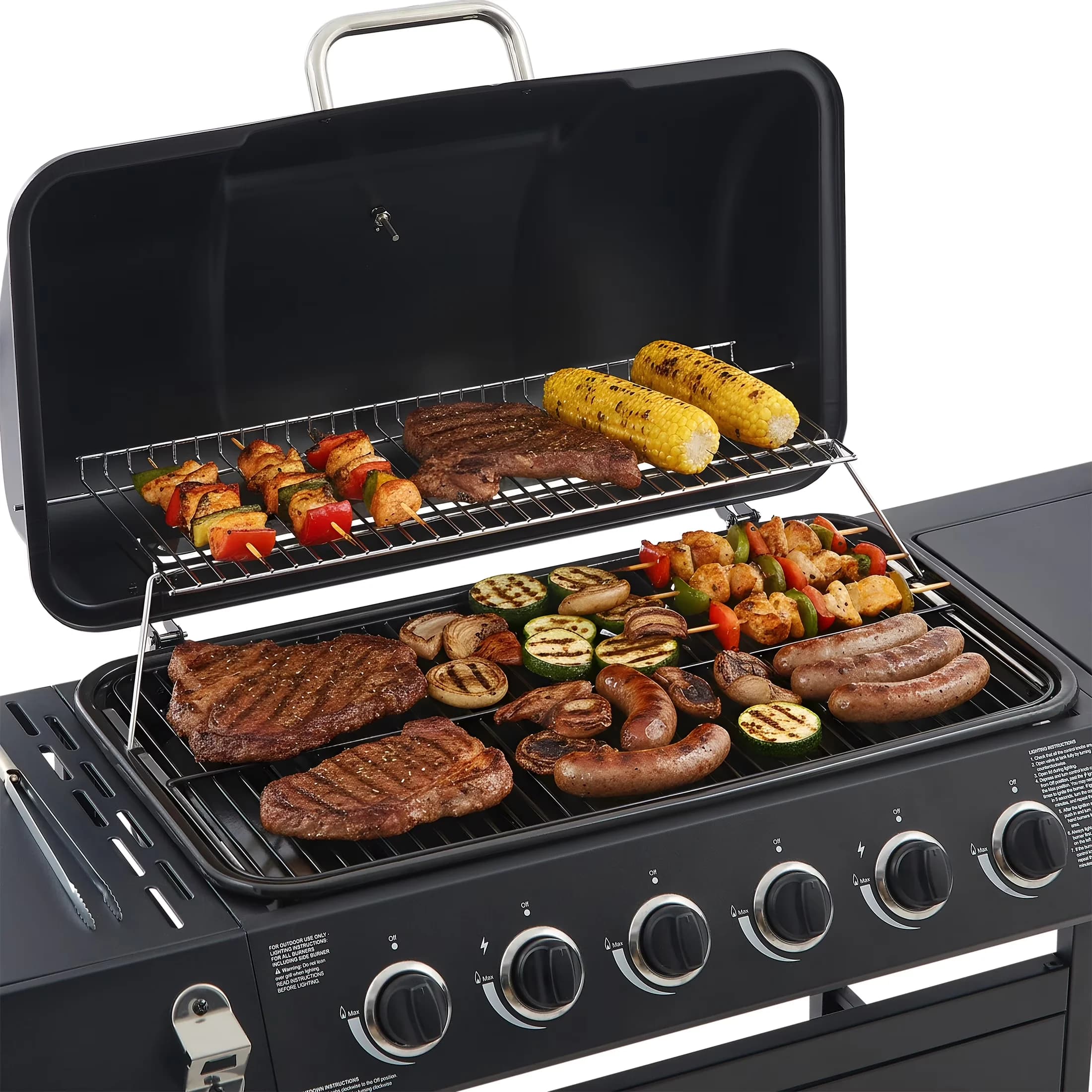 Gas Grill Classic with 72000 BTU, Grease Pan, 7-Burner Propane - Steel for Outdoor, Kitchen Model 4A4CB3