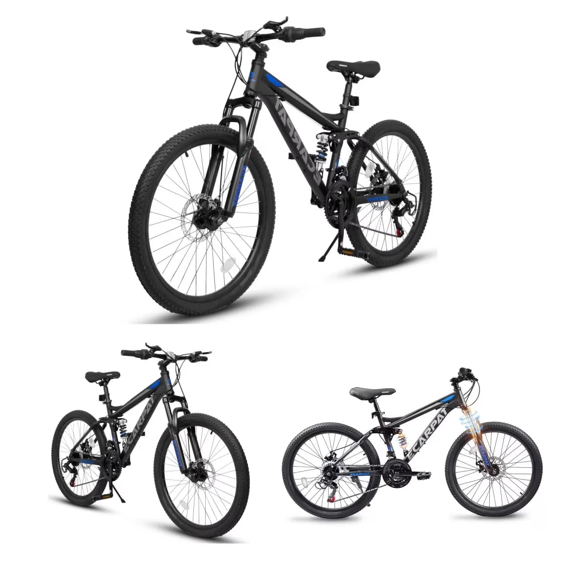 Mountain Bike Innovative with 24 Inch 21-Speed Urban Bicycle, Front Fork and Shock Absorber - Black Model 676C9F