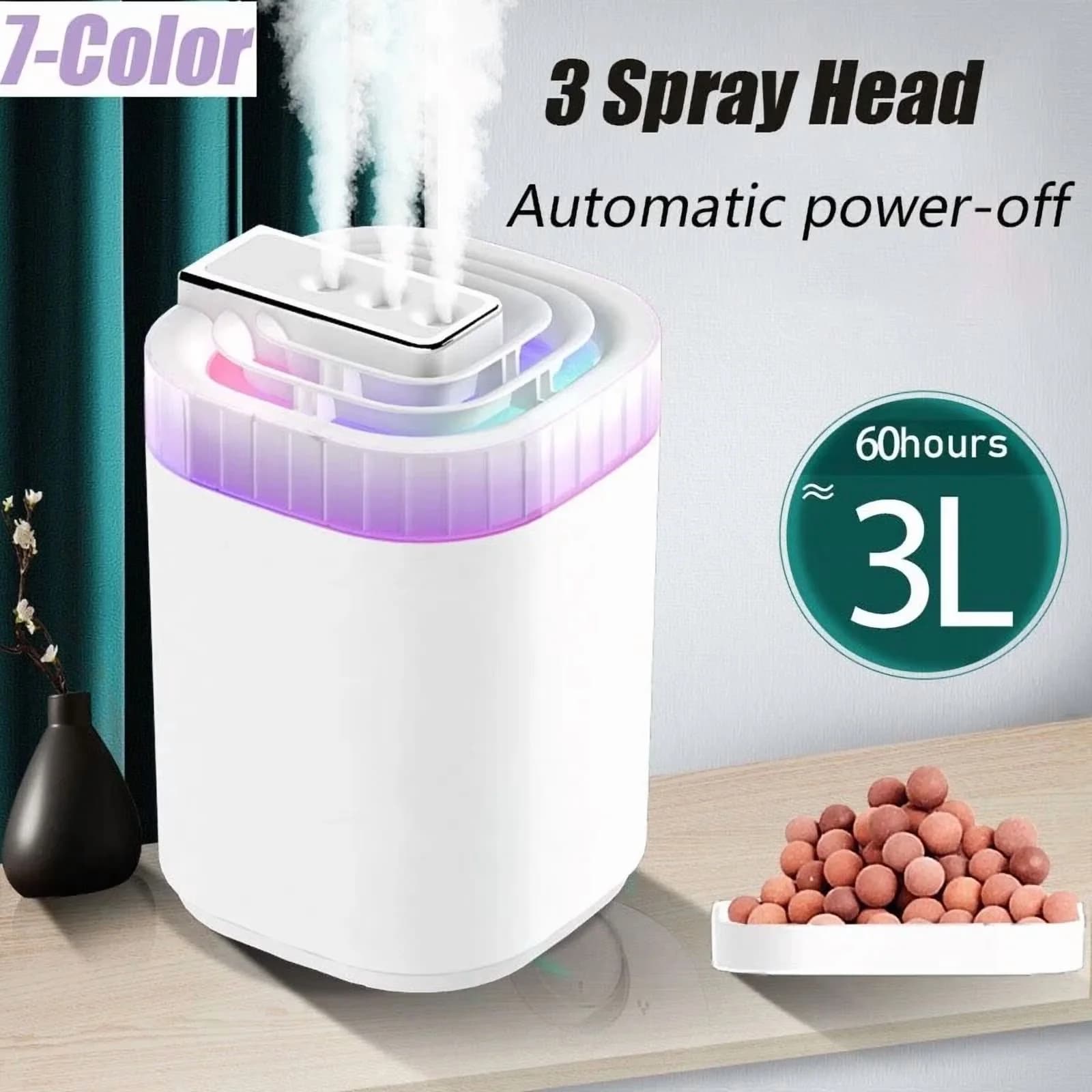 Compact Humidifier with 3000Ml Humidifiers, Easy to use and practical for everyone. for Bedroom, Large - Model F59D09