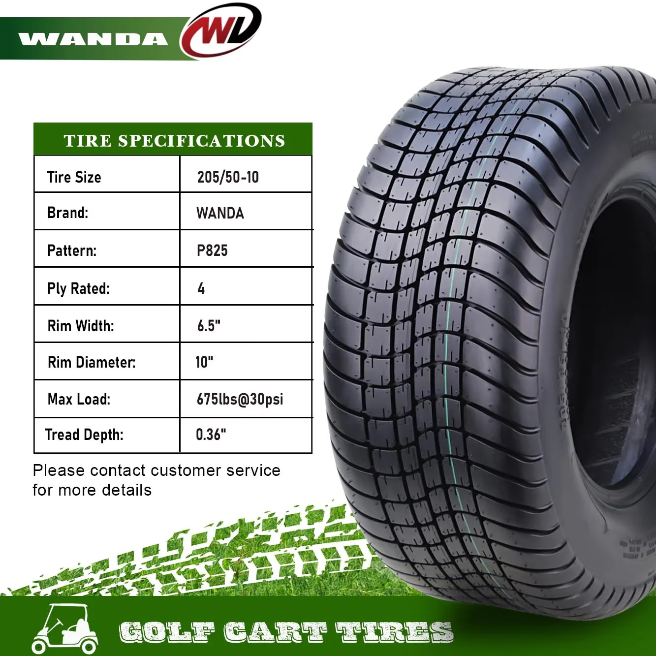 Golf Cart Tire Efficient with Dot Approved, DOT Rated with profound tread depth - Model F3F8FD