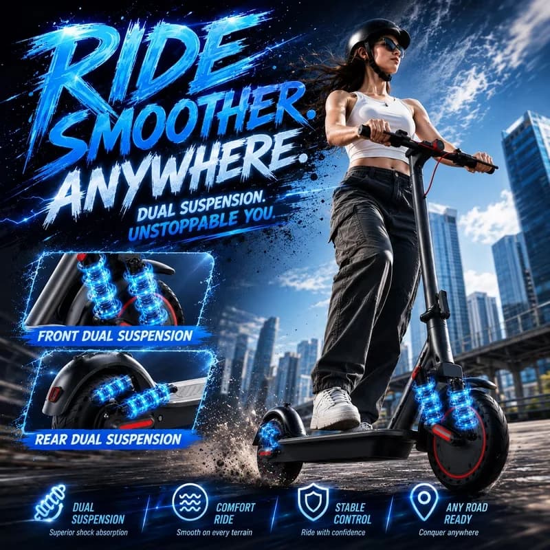 Sleek Scooter with 500W, Bluetooth, Electric Adults - Aluminum Alloy Black for Travel Model 983E03