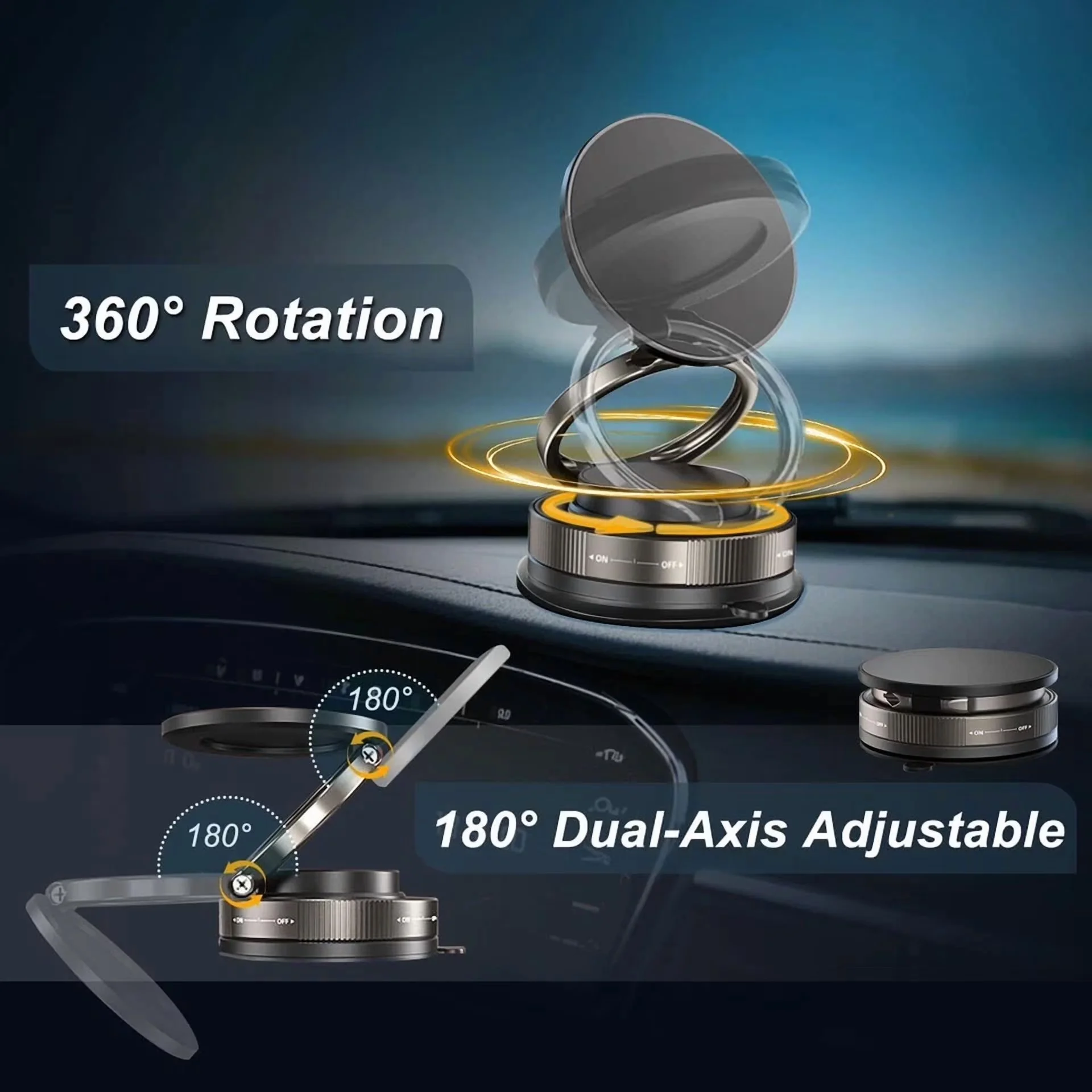 Versatile Home Gym with 360 Degree Rotation, 360° Vacuum Magnetic Phone Holder Stand for Car - Model 0F360B