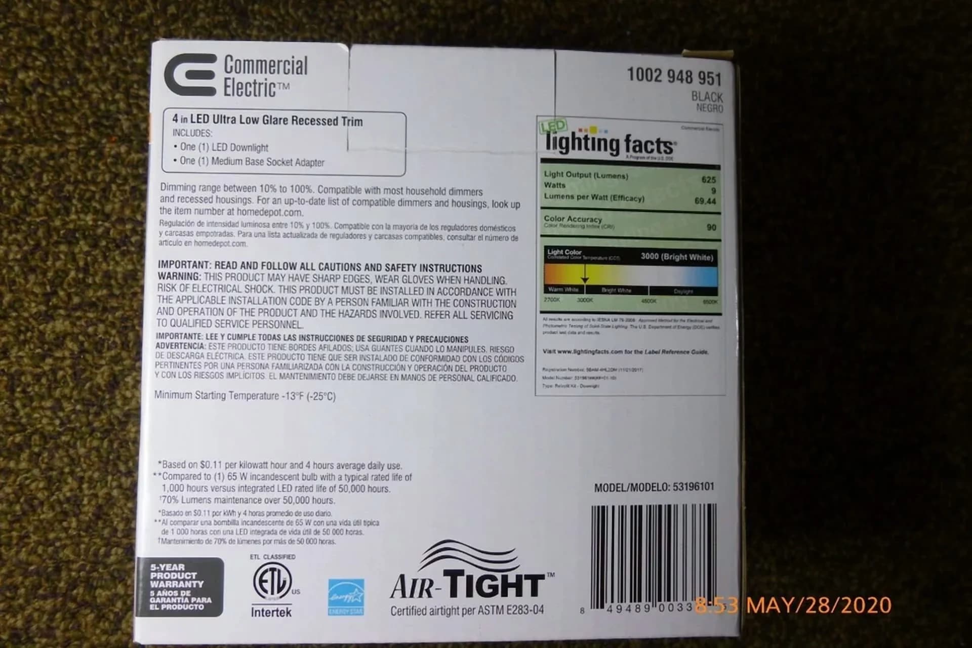 Sleek Ceiling Lights Fixture with LED - Commercial - Space-Saving Design Model D404E3