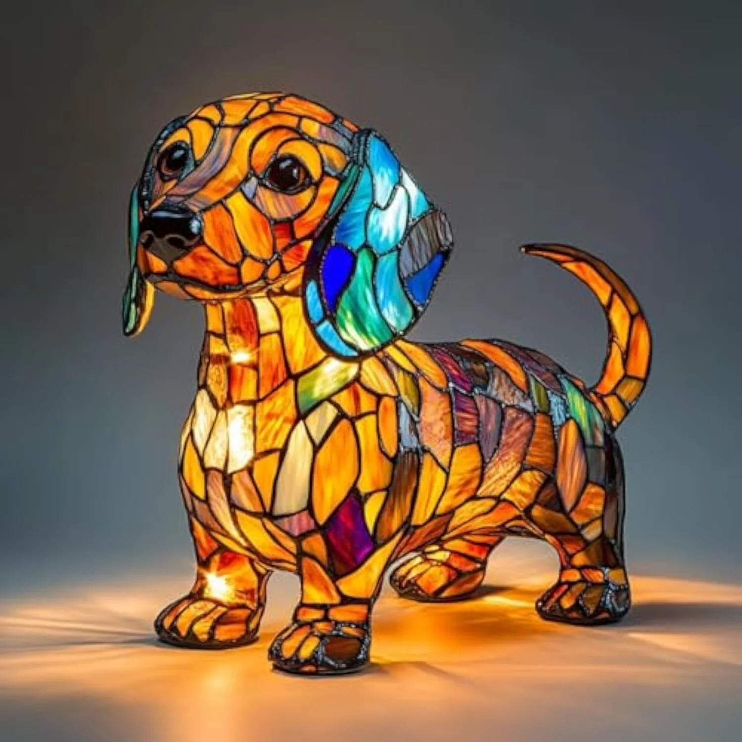 Sleek Desk Lamp with LED, Vintage, Dachshund Night Light - Multicolor E Model 245528