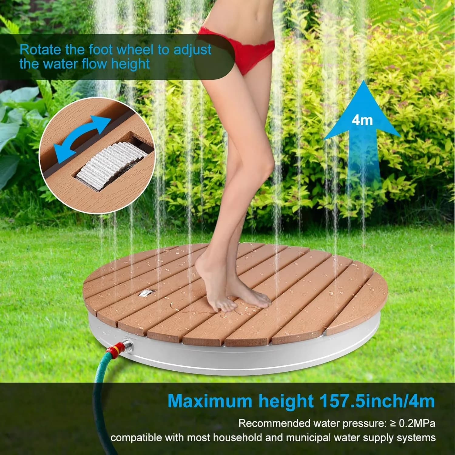 Essential Hot Tub - Brown Wood-Plastic Composite + Aluminium Bracket Round Model 9D3351