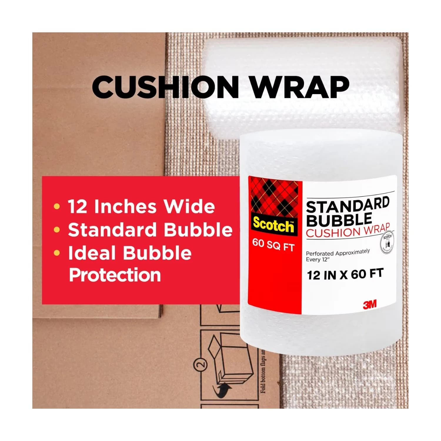 Durable Moving with Standard Bubble, 1 Roll, Bubble Cushion Wrap - Multicolor Model 8D70D3