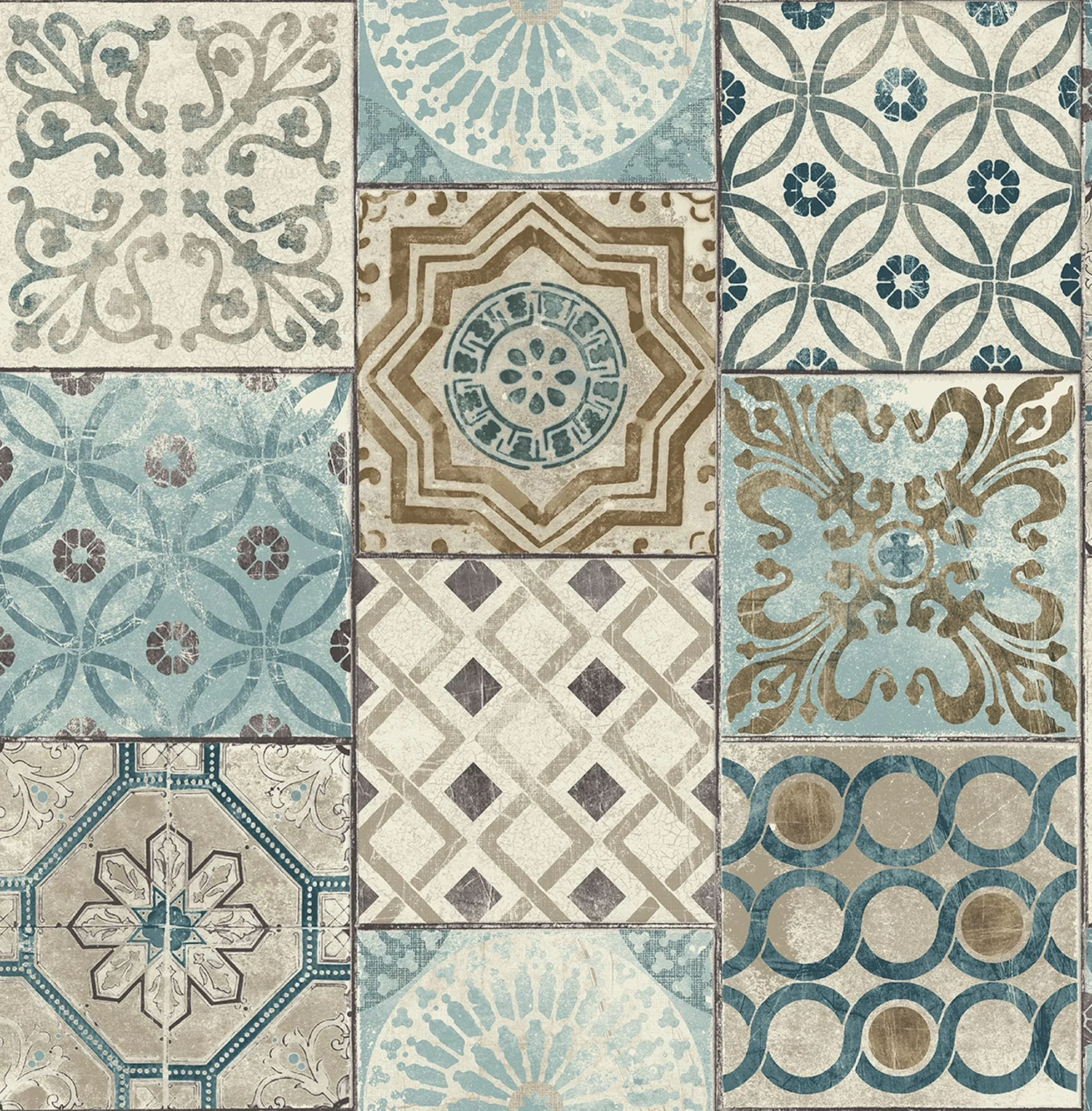 Durable Wallpaper with Removable, Washable, Blue - Vinyl, Paper Multicolor Model 778B98