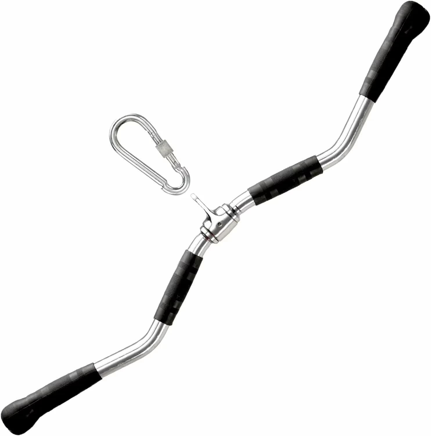 Compact Home Gym Accessory with Heavy Duty, Wide Grip LAT Pull Down Bar Attachments - Steel Black Model 5CAEEE