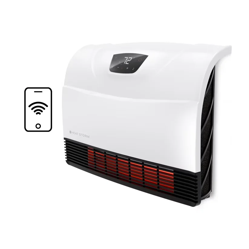 Compact Portable And Electric Space Heater with 1500W, Child Lock, 1500 Watt Smart Infrared Wall - White Model 8BE993