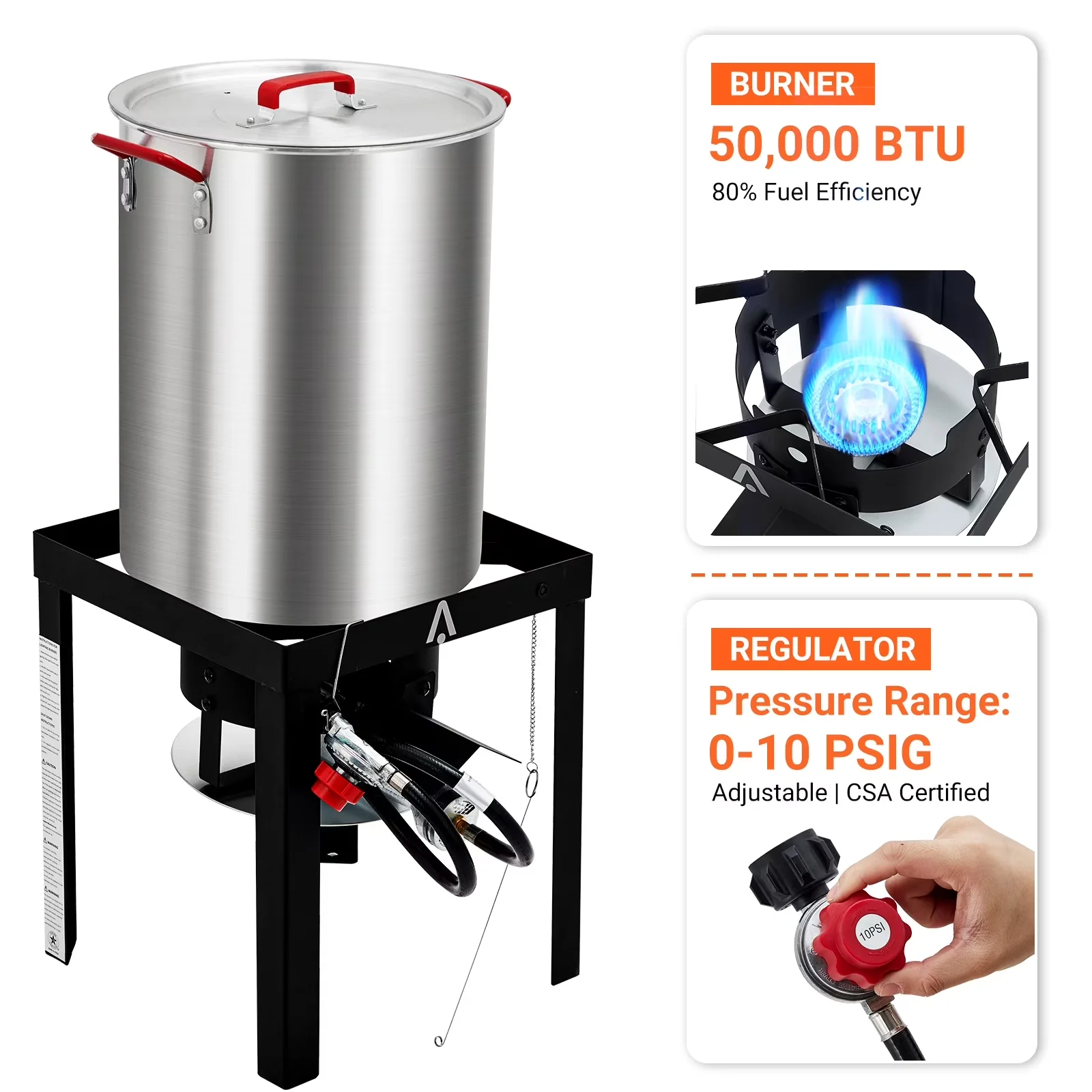 Outdoor Fryer Reliable with 50000 BTU, 50000 BTU Propane Deep Fryers, Deep Fryers Stove Burner Stand - Aluminum Model 03A575