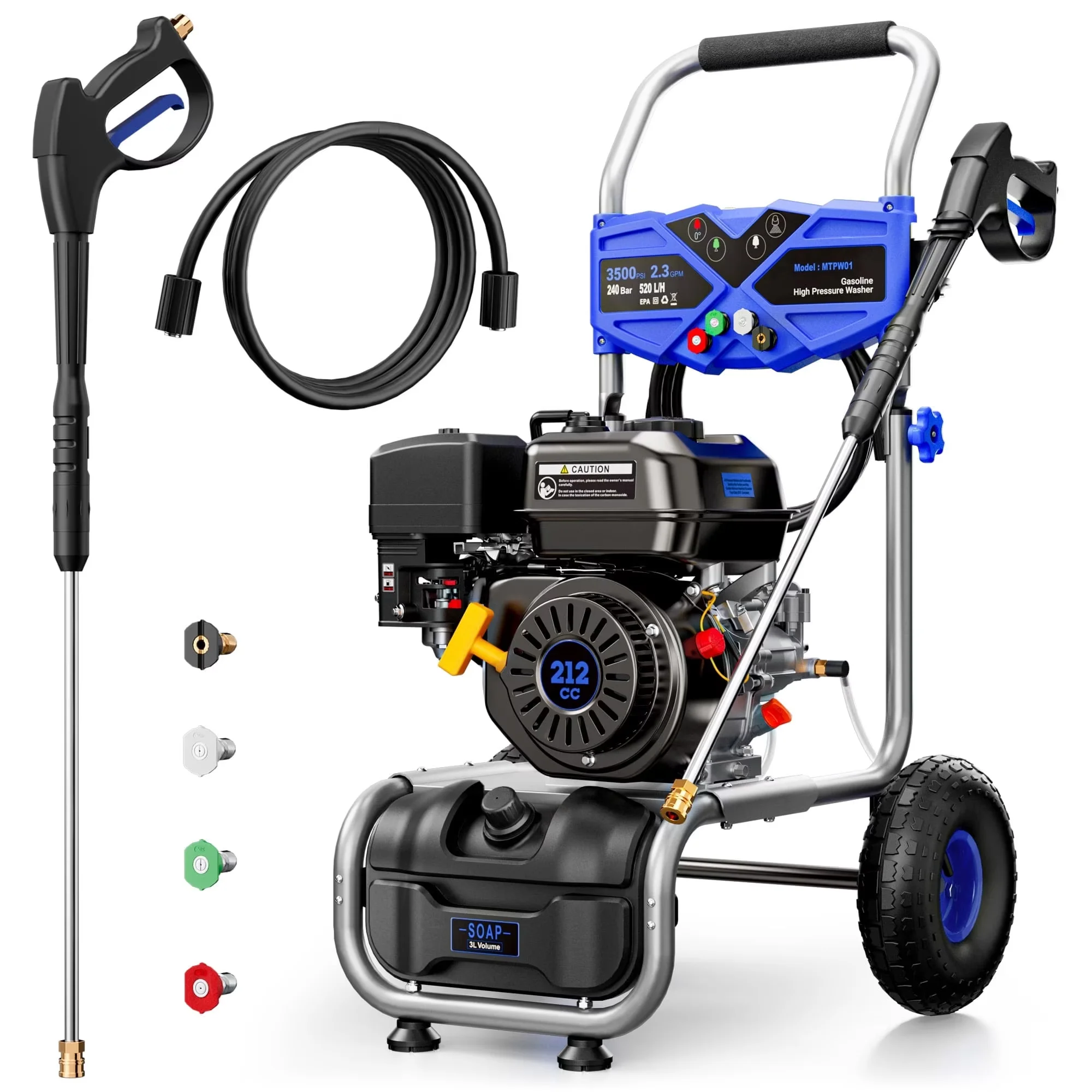 Pressure Washer Versatile with Quick Connect Tips, 212CC Engine 2.3GPM High Power Cleaner for Garden - Model 071148