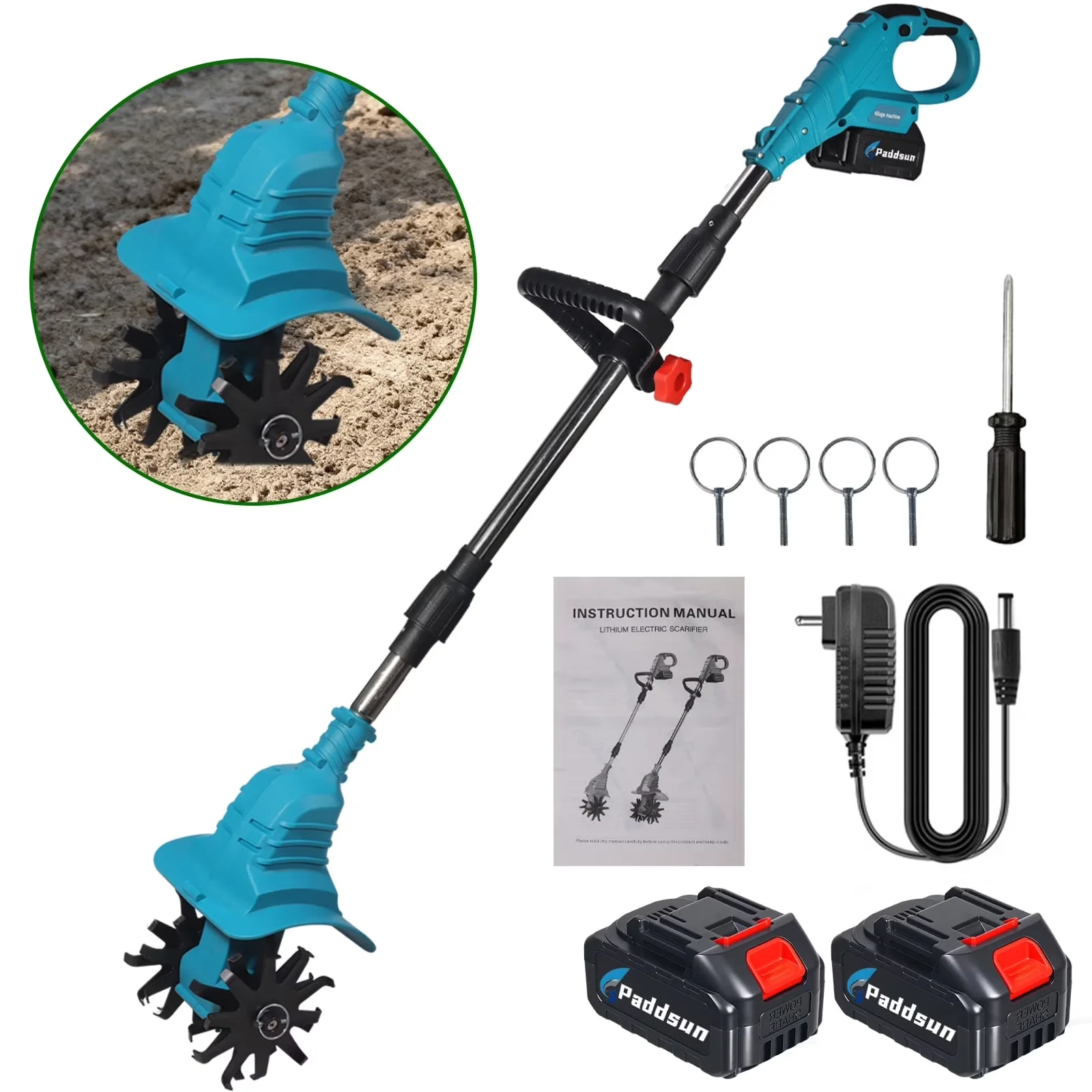 Trillers Cultivator Sleek with Battery, 21V, Cordless Tiller - Low Maintenance Model DFA7A0