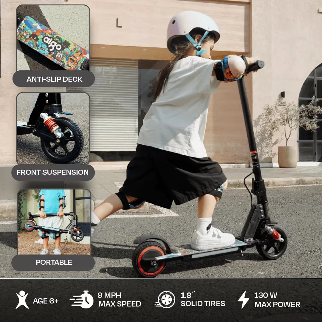 Essential Scooter with Headlights, Portable - Aluminum;Plastic;Rubber Black Model 5DD5FE