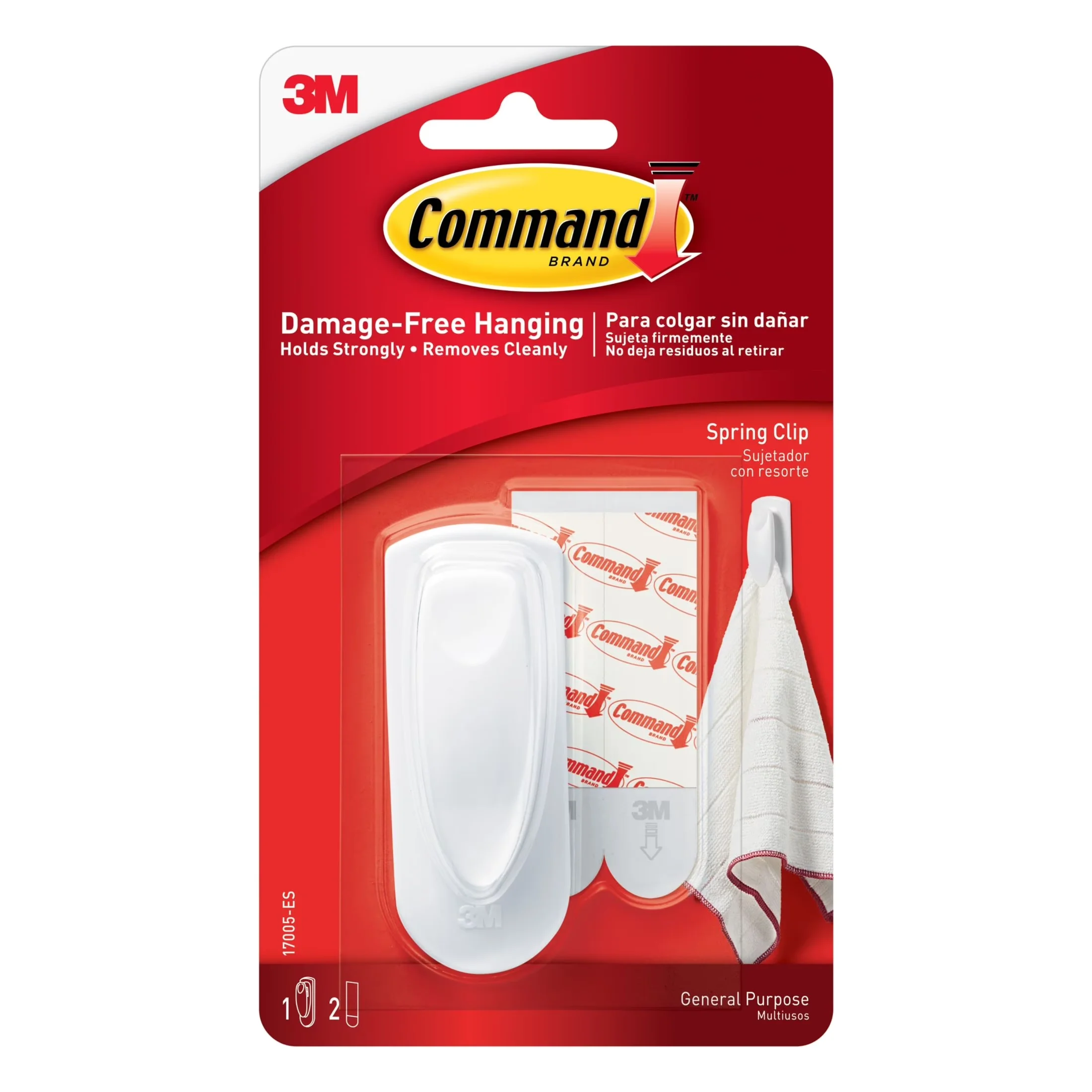 Damage-Free Hanging Durable with Removable, 1 Wall Clip - White Plastic Model 37131E