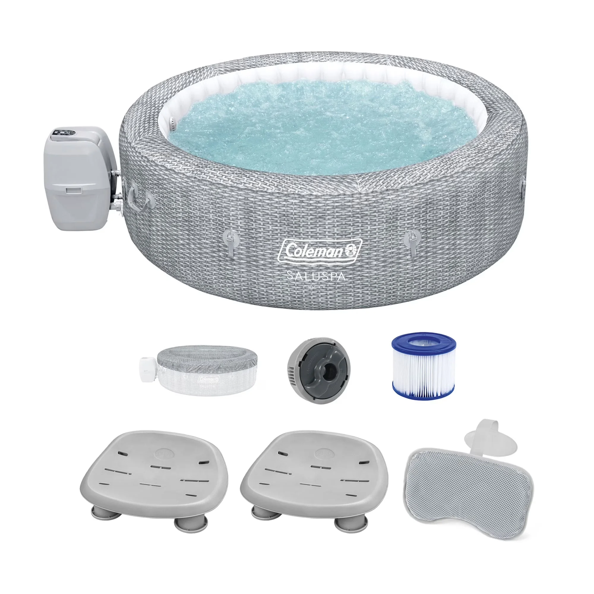 Hot Tub Versatile with Inflatable, Coleman Saluspa Sicily AirJet - Gray Model 16AF0A