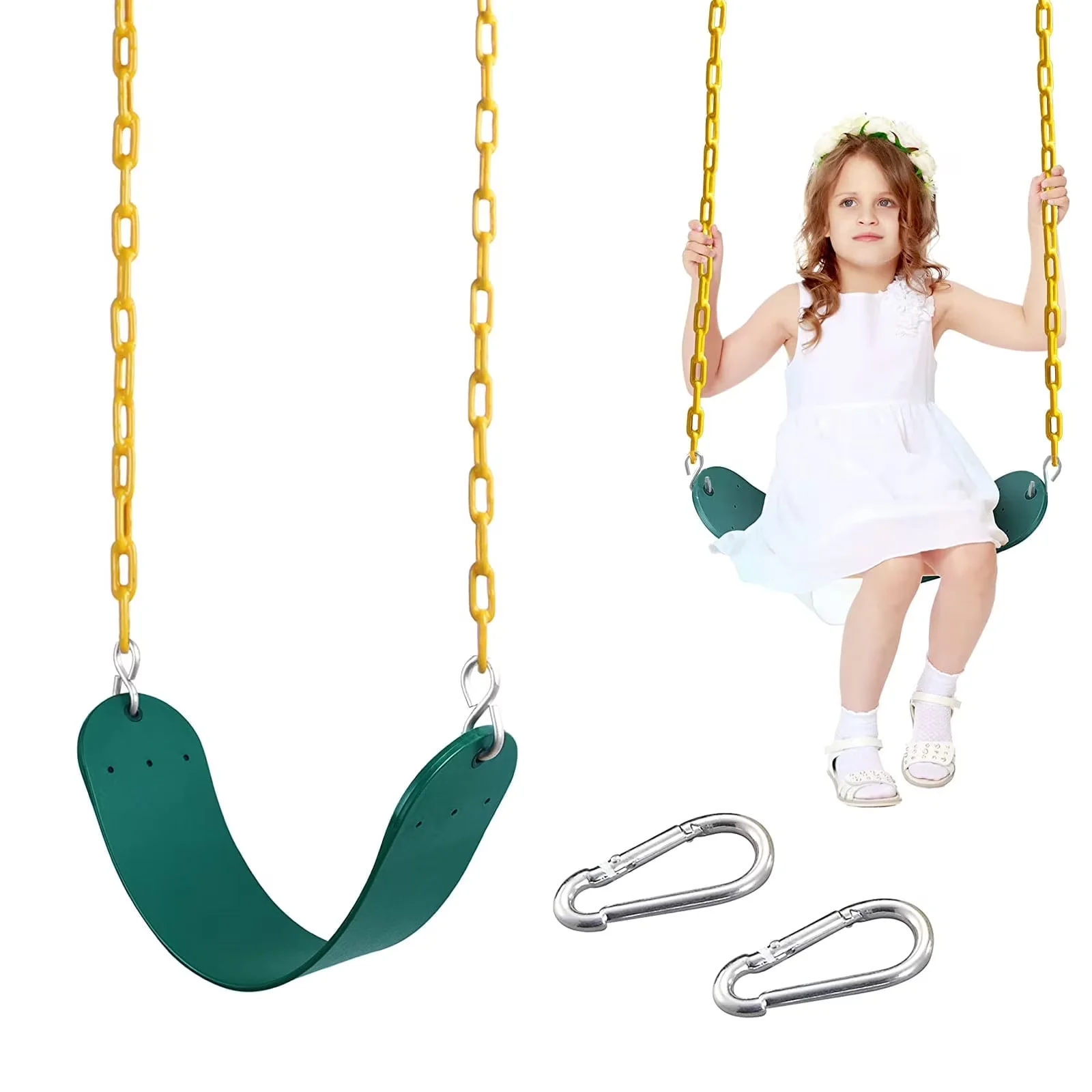 Premium Patio Chair with Weather-Resistant, Outdoor Child EVA Soft Board U-Swing - Green Eva Model 591D81