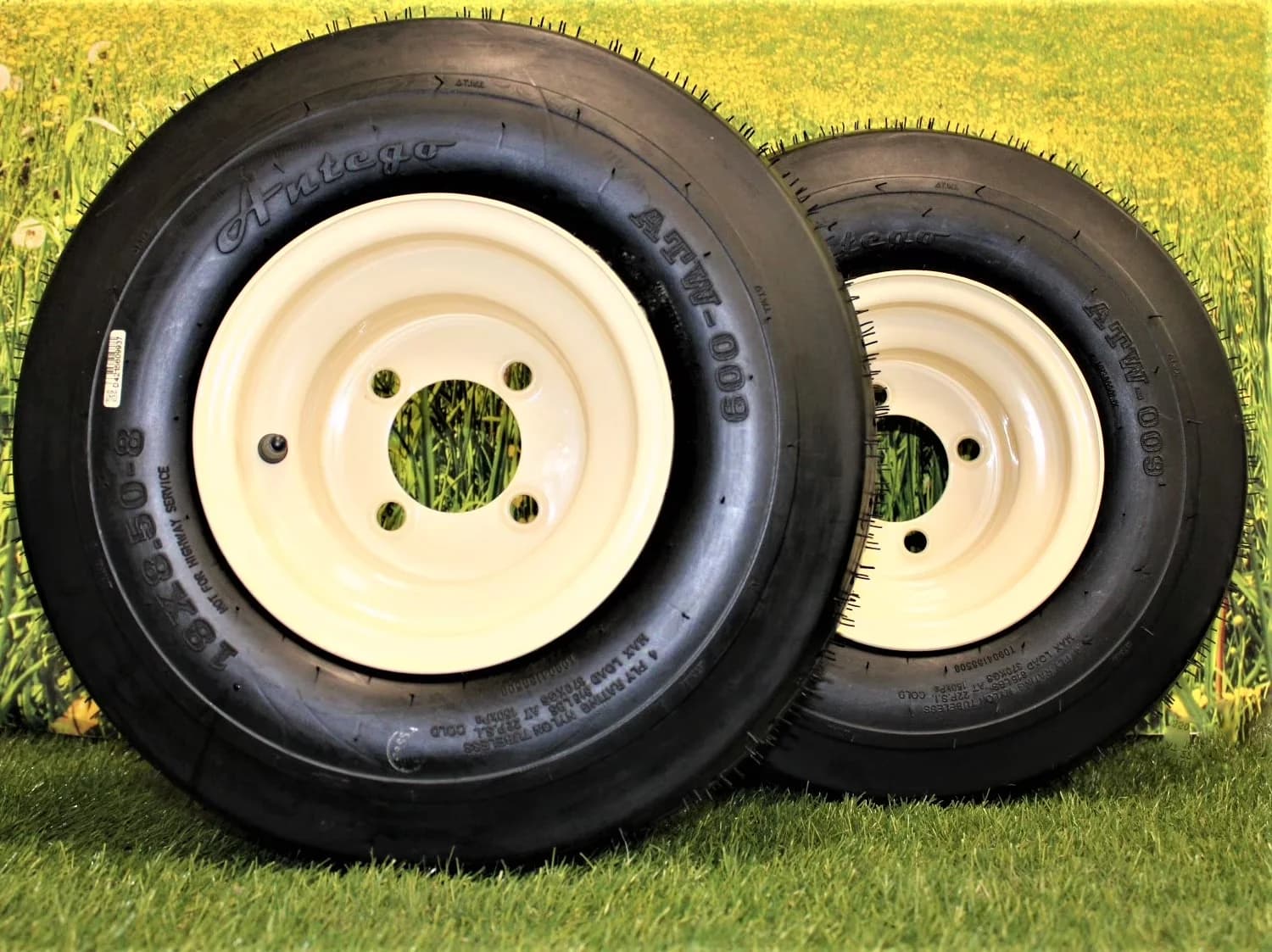 Modern Golf Cart Tire with Heavy-Duty, Set of Two Tire and Wheel Assemblies - Model 725E4F