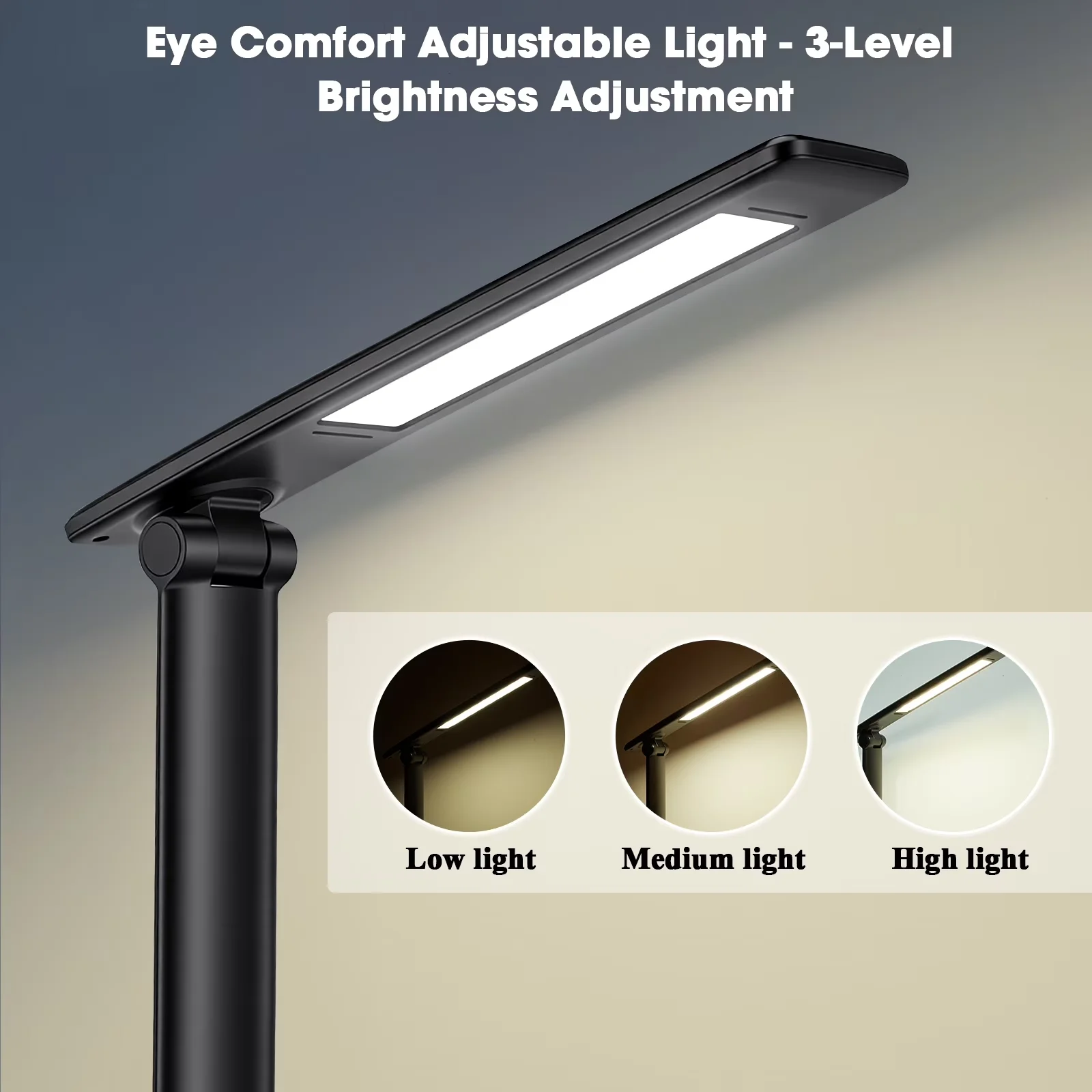Stylish Desk Lamp with LED, Wireless Charging - Black for General Purpose Model 23C1AD