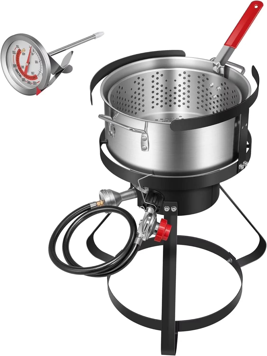Outdoor Fryer Reliable with 54000 BTU, Heat Resistant Handle - Aluminum, Cast Iron, Pvc Silver Model 5C6224