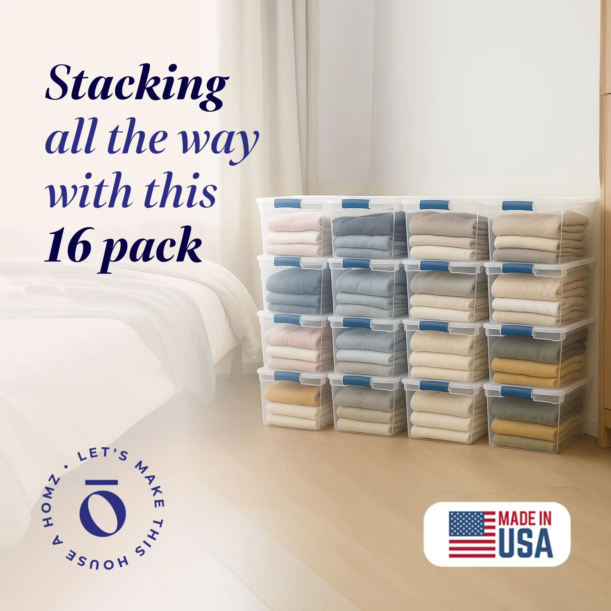 Compact Garage Storage Supply with Stackable, 16 Pck, Capacity: 31 quart - Plastic White Model 4AEA47