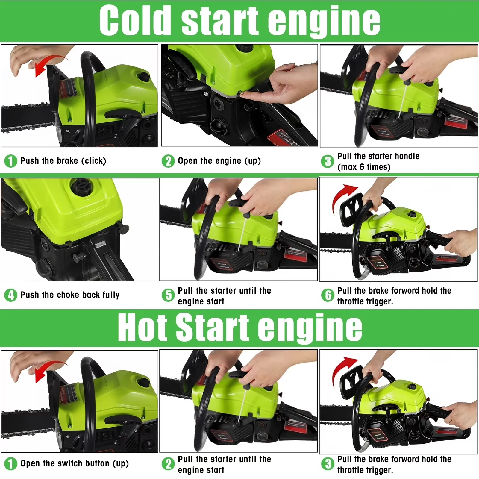Chainsaw Professional with Automatic Chain Oiler, 58CC Gas - Green for Multiple Applications Model 0F3065