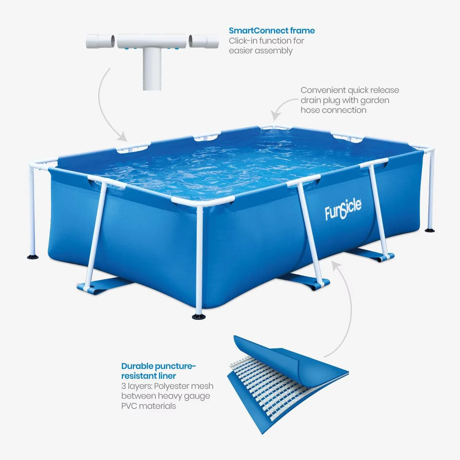 Modern Above Ground Pool with Puncture Resistant, 8ft 6in Activity Lap - Model 00C341