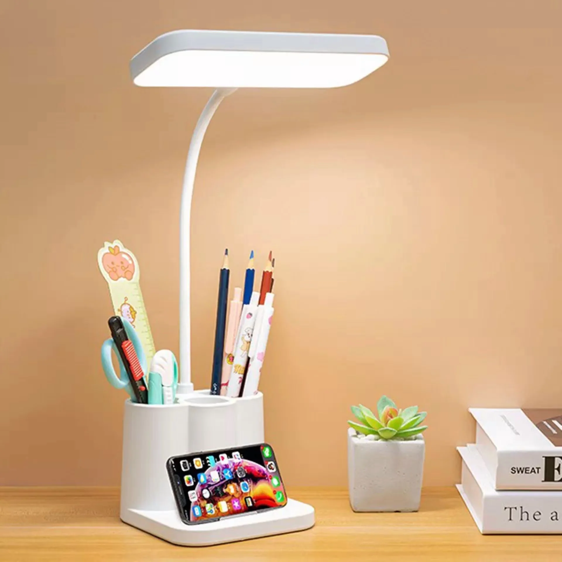 Versatile Desk Lamp with LED, Task Lamps, Touch Sensor - White Rechargeable Model EBE677