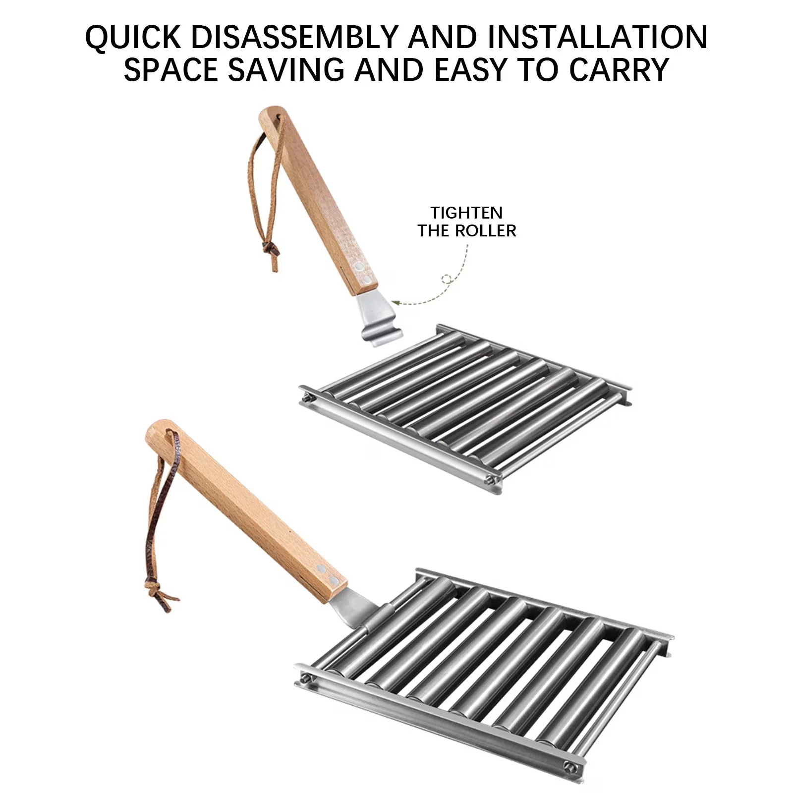 Versatile Combo Grill with Portable - Stainless Steel, Hardwood Brown 5x14cm Model A4E28B