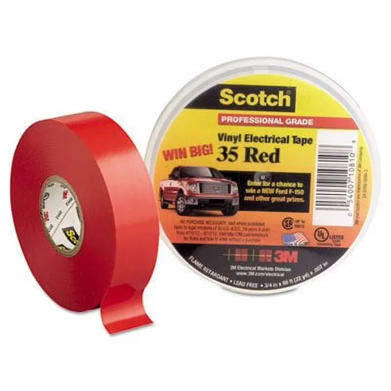 Compact Moving with Red, 35 Vinyl Electrical Color Coding Tape, 3/4"" x 66ft - Red Vinyl Model 0B9AE9
