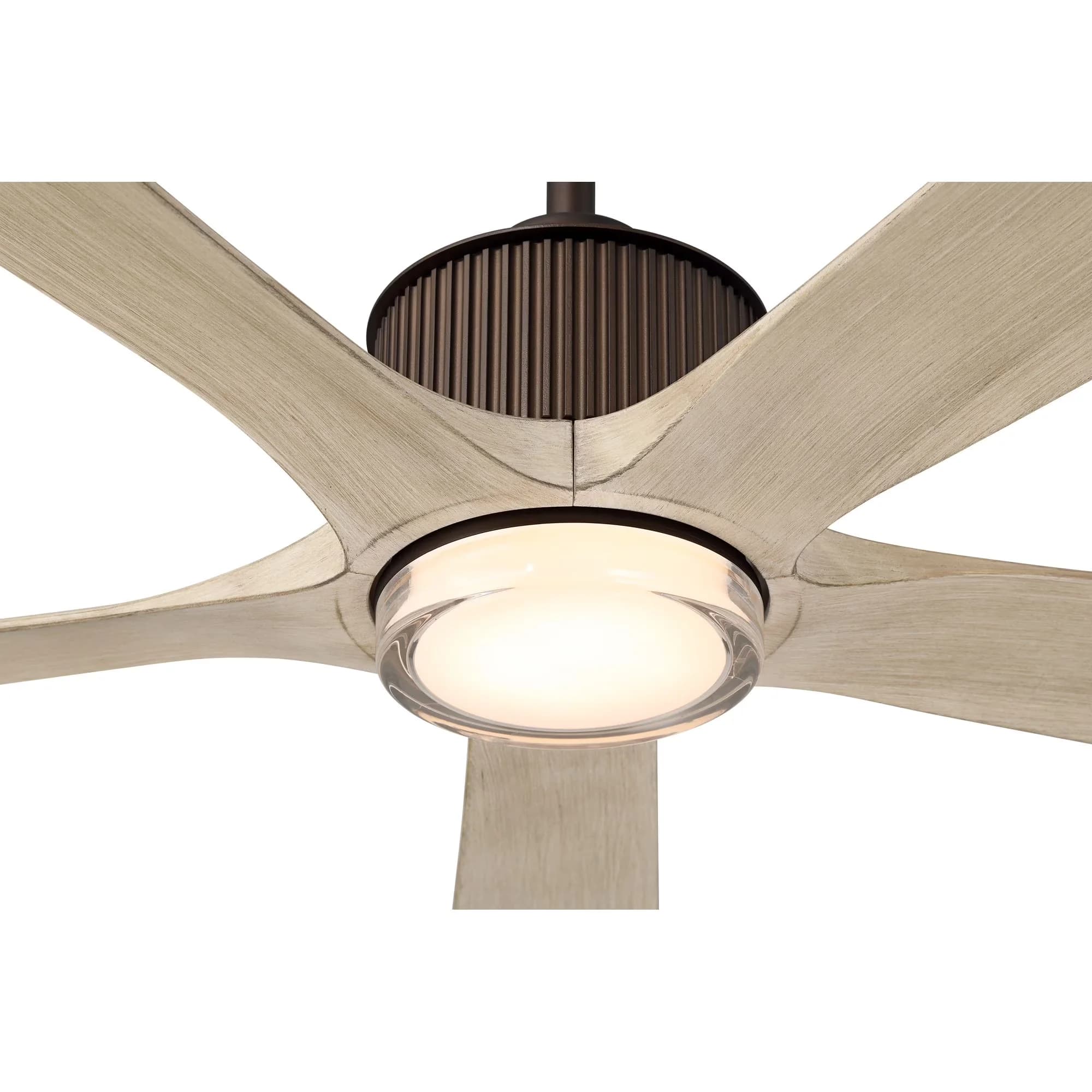 Ceiling Fan Essential with LED, Dimmable, Modern - White Glass Bronze for Everyday Use Model DFA793