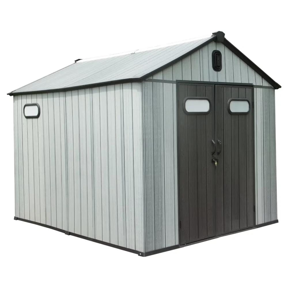 Quality Shed with Water-Resistant, Rot Resistant, 8x6FT Resin Outdoor Storage - Metal, Resin Gray Model 92F032