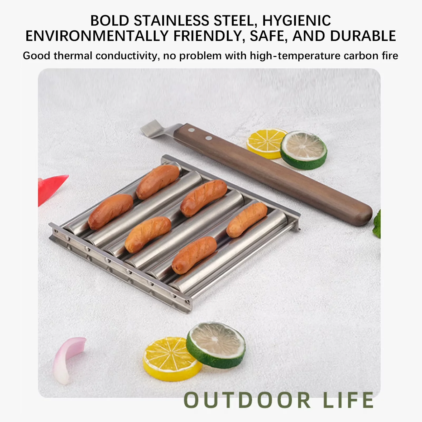 Versatile Combo Grill with Portable - Stainless Steel, Hardwood Brown 5x14cm Model A4E28B