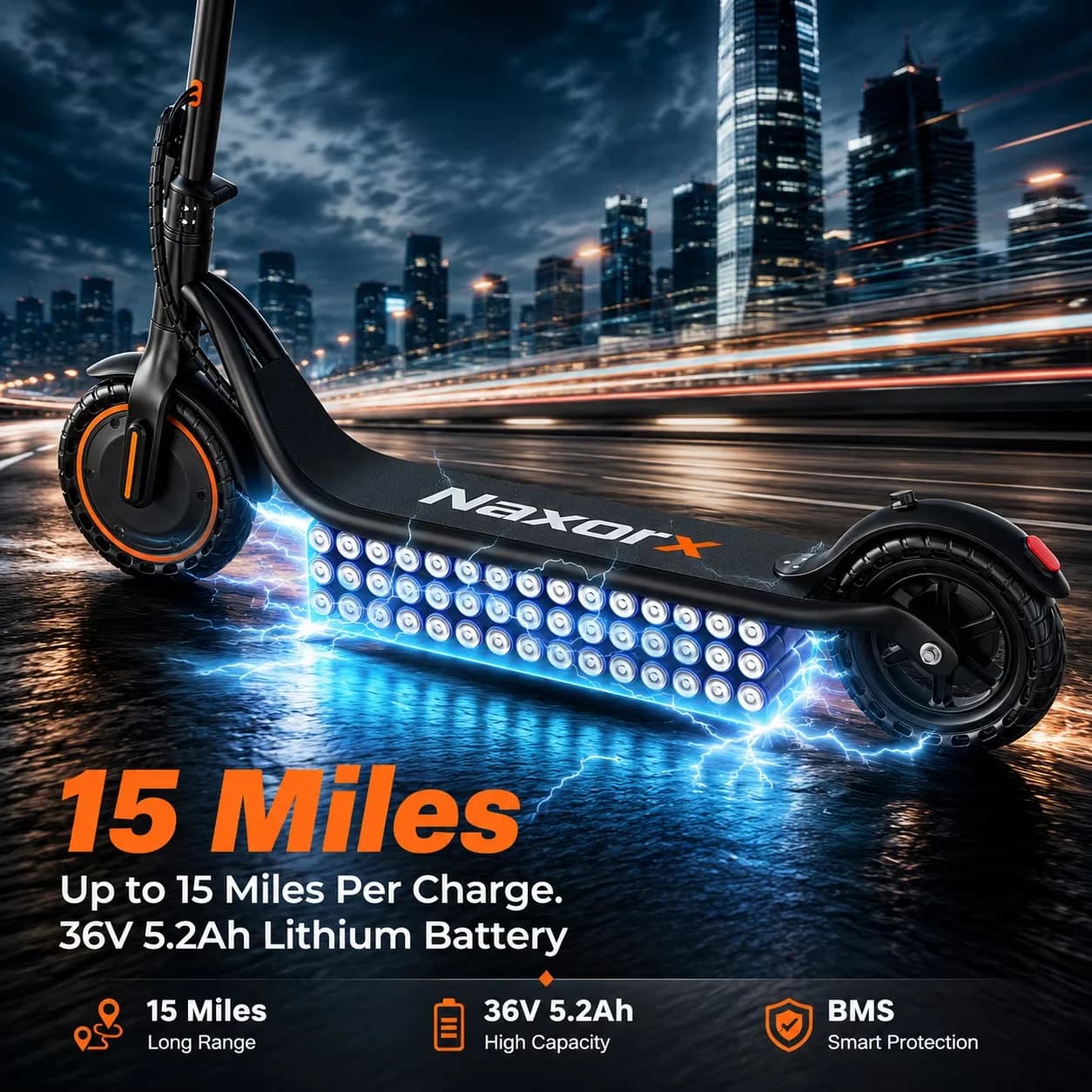 Modern Scooter with 350W, Headlights, Portable - Black Iron - Easy to Use Model BFA5B8