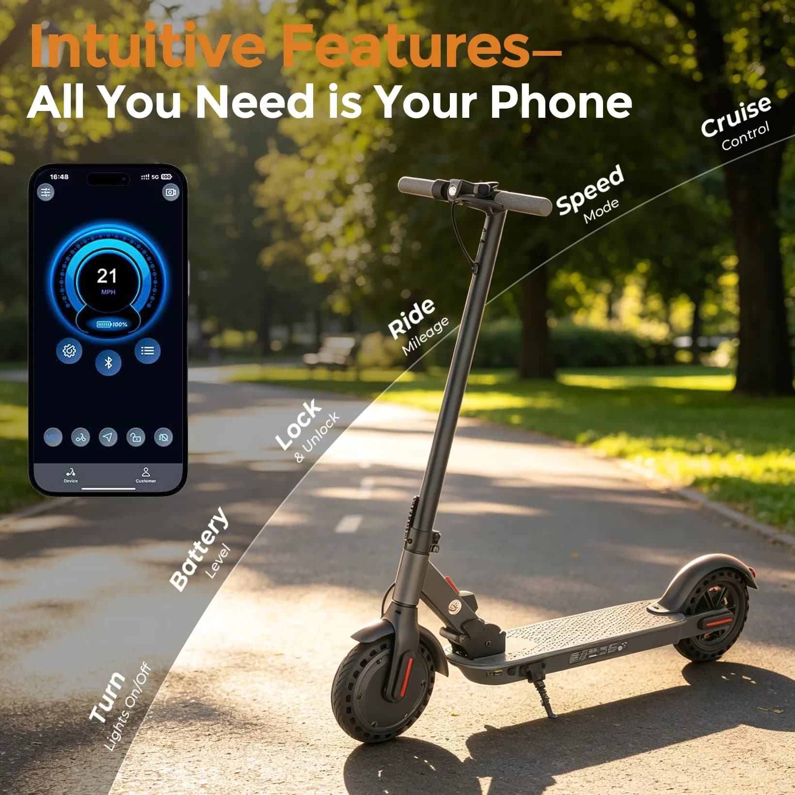 Durable Scooter with 350W, Portable, Commuter Electric Scooters - Aluminum Model 55A6D1