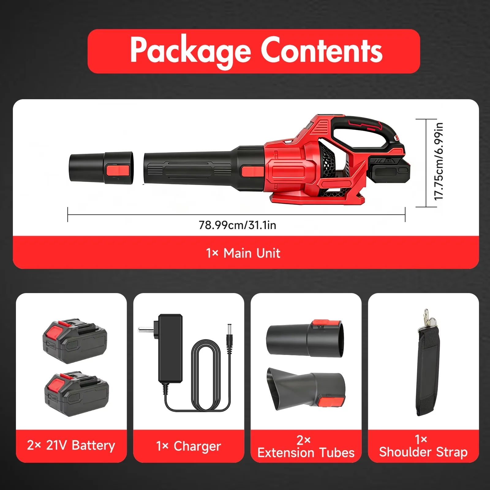 Premium Leaf Blower with Battery, 21V, 21V Cordless - Ergonomic Design Model 64C6D9
