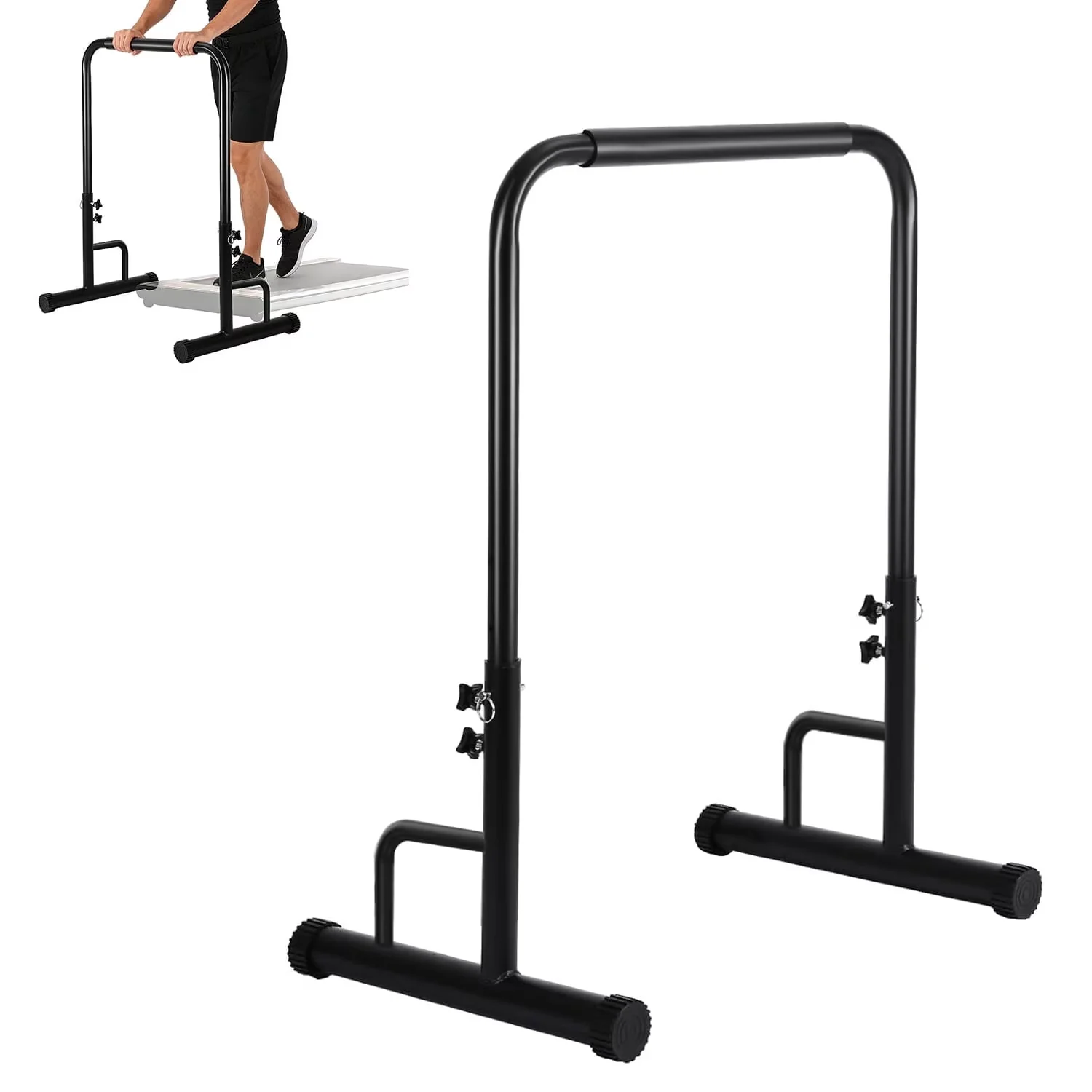 Stylish Home Gym Accessory with Heavy Duty, Universal Walking Pad Handle Bar, Safety Handrail - Black Model D5BFD1