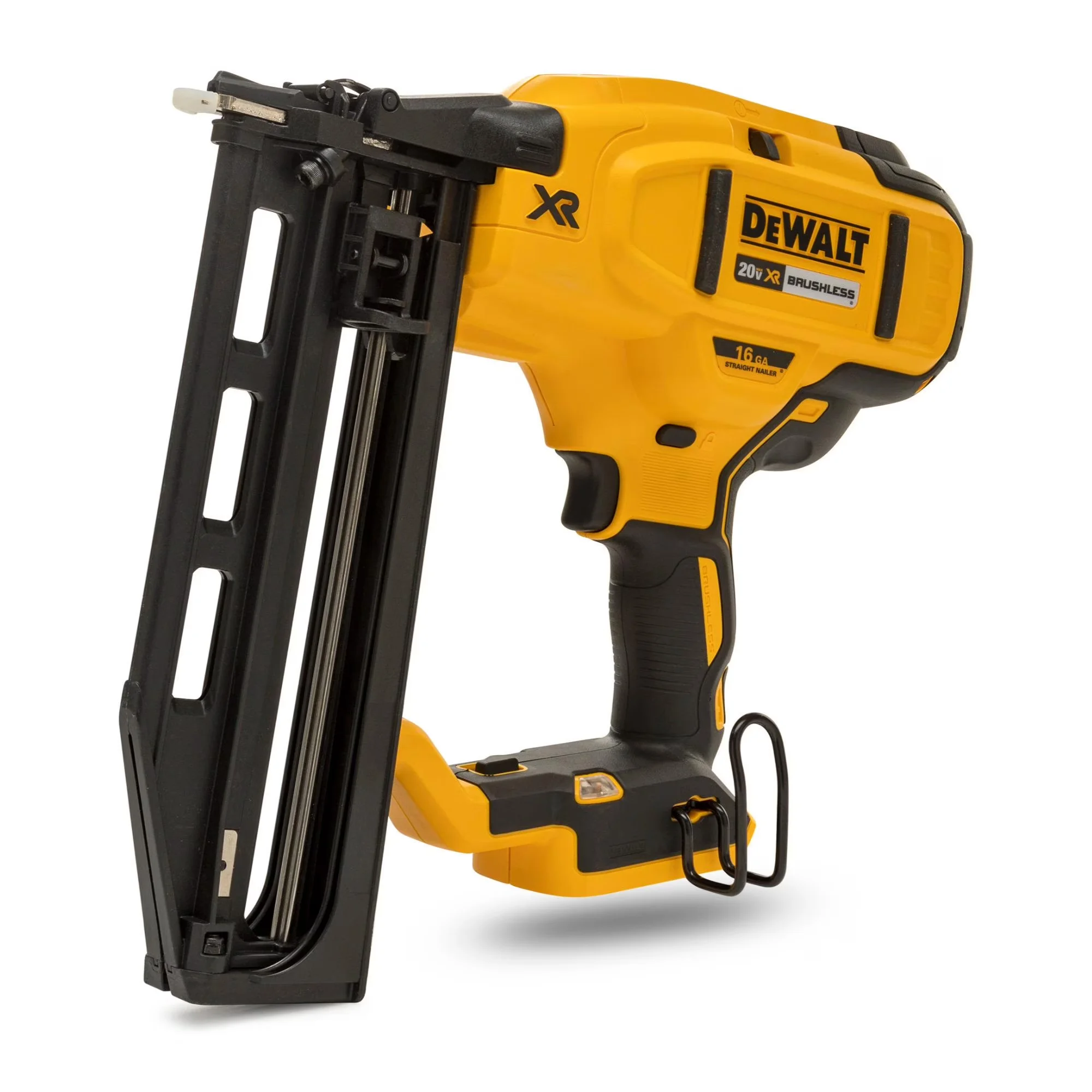 Modern Air Tools Compressor with 20V, Brushless Motor, 20V MAX XR Finish Nailer - Yellow Model 7B912E
