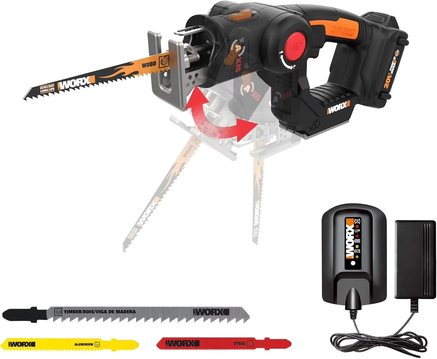 Sleek Power Saw with Battery, 20V - Black WX550L for Multiple Applications Model 6F8BCF
