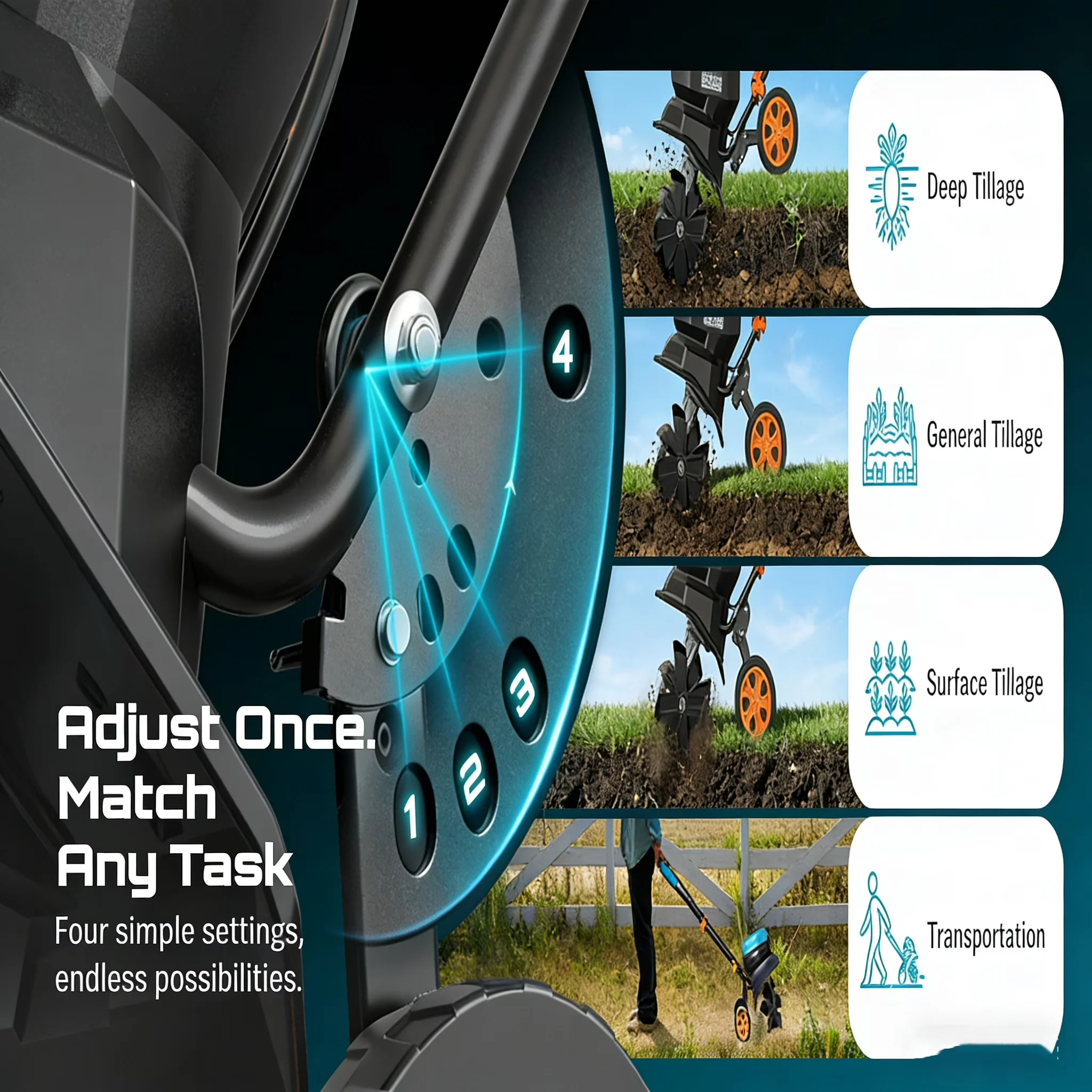 Versatile Trillers Cultivator with Battery, 40V, Battery Capacity: 2×5.0Ah - Model 54D263