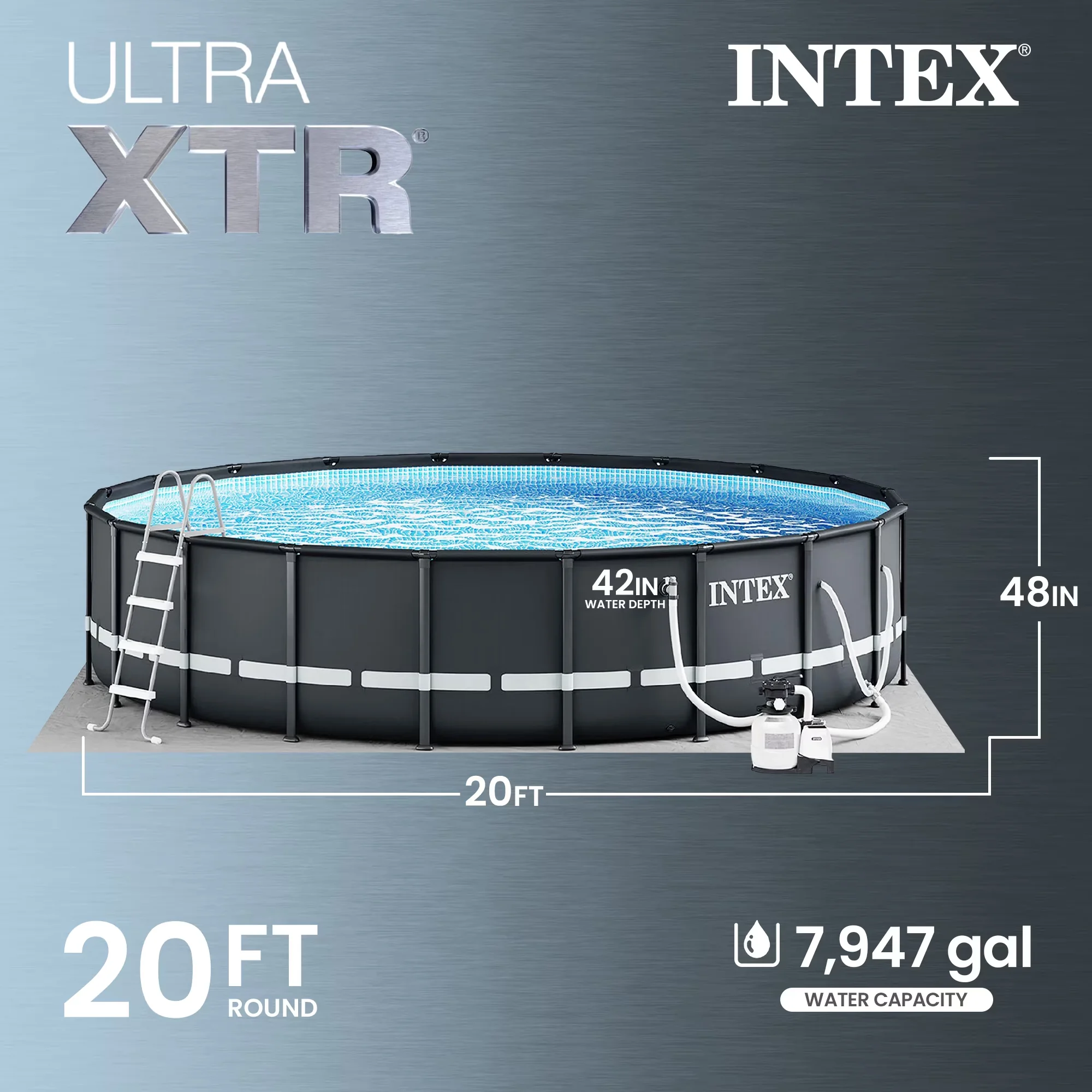 Above Ground Pool Efficient - Gray 20ft for Daily Use Model 5F3AA0