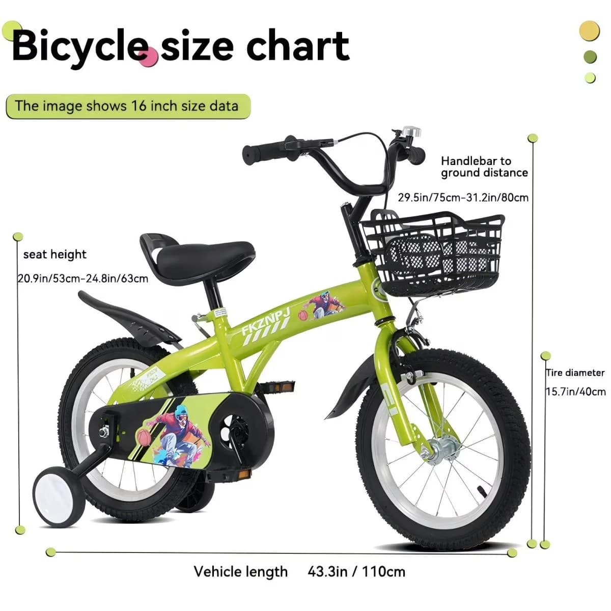 Innovative Kids Bike with Adjustable Seat, 16 inch sporty - Green 4-7 - Space-Saving Design Model 7FDB54