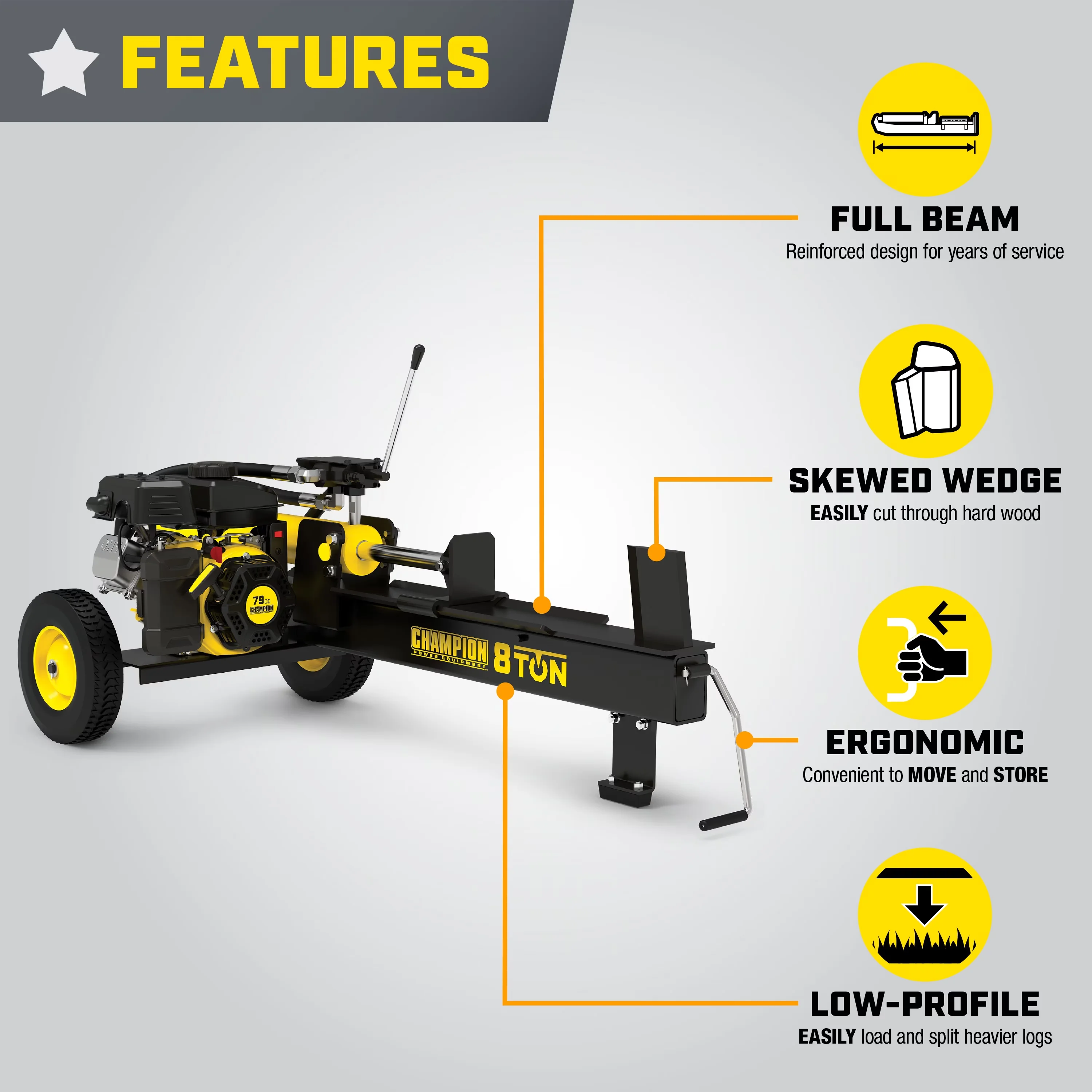 Quality Logsplitter with Wheeled, Auto Return - Compact - Easy to Use Model 6A88E5